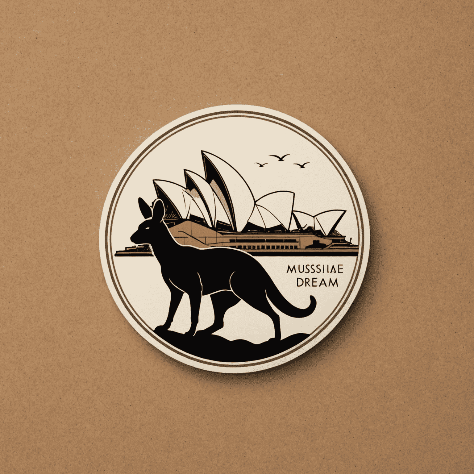 My Aussie Dream logo featuring iconic Australian elements like a kangaroo silhouette and the Sydney Opera House
