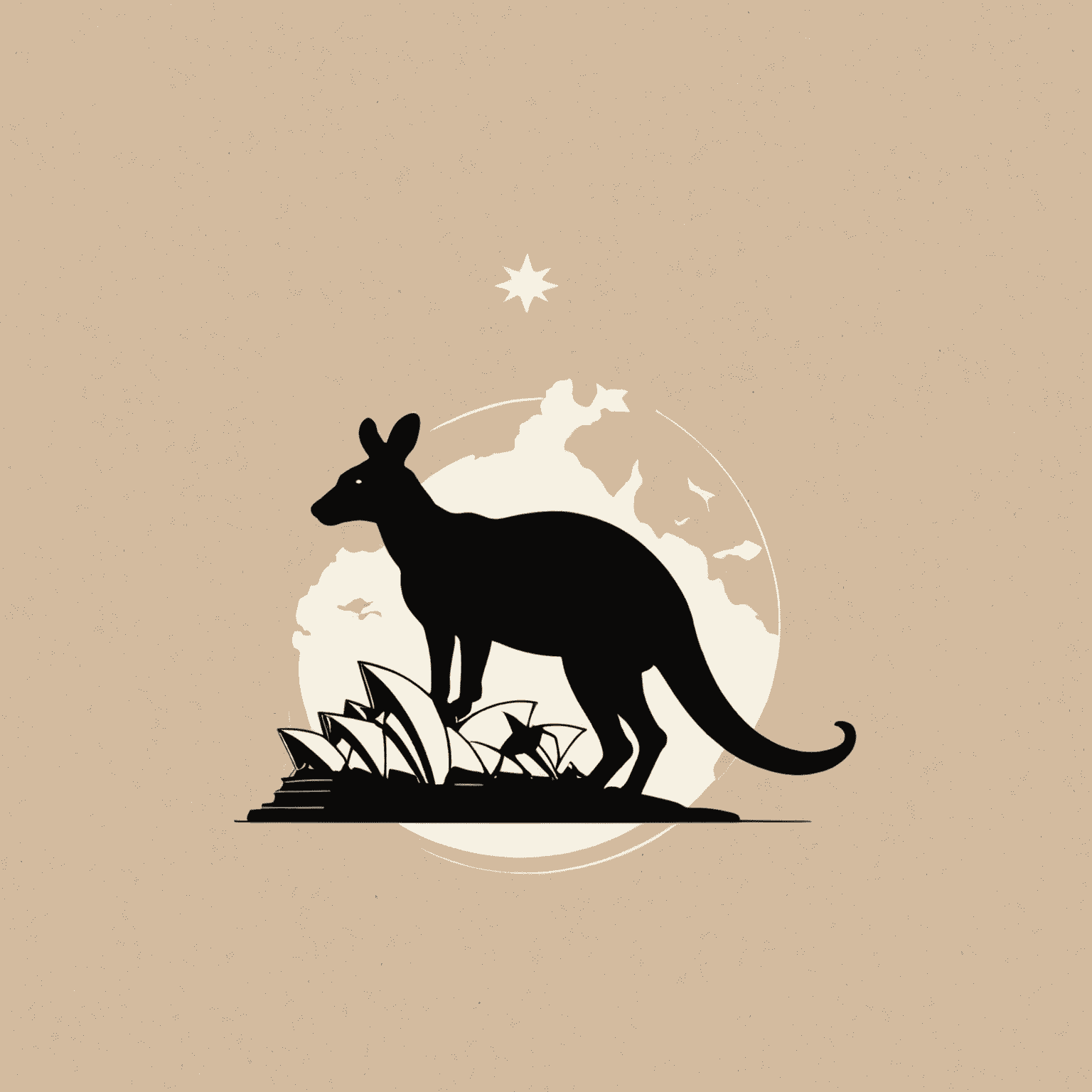 My Aussie Dream logo featuring iconic Australian elements like a kangaroo silhouette and the Sydney Opera House