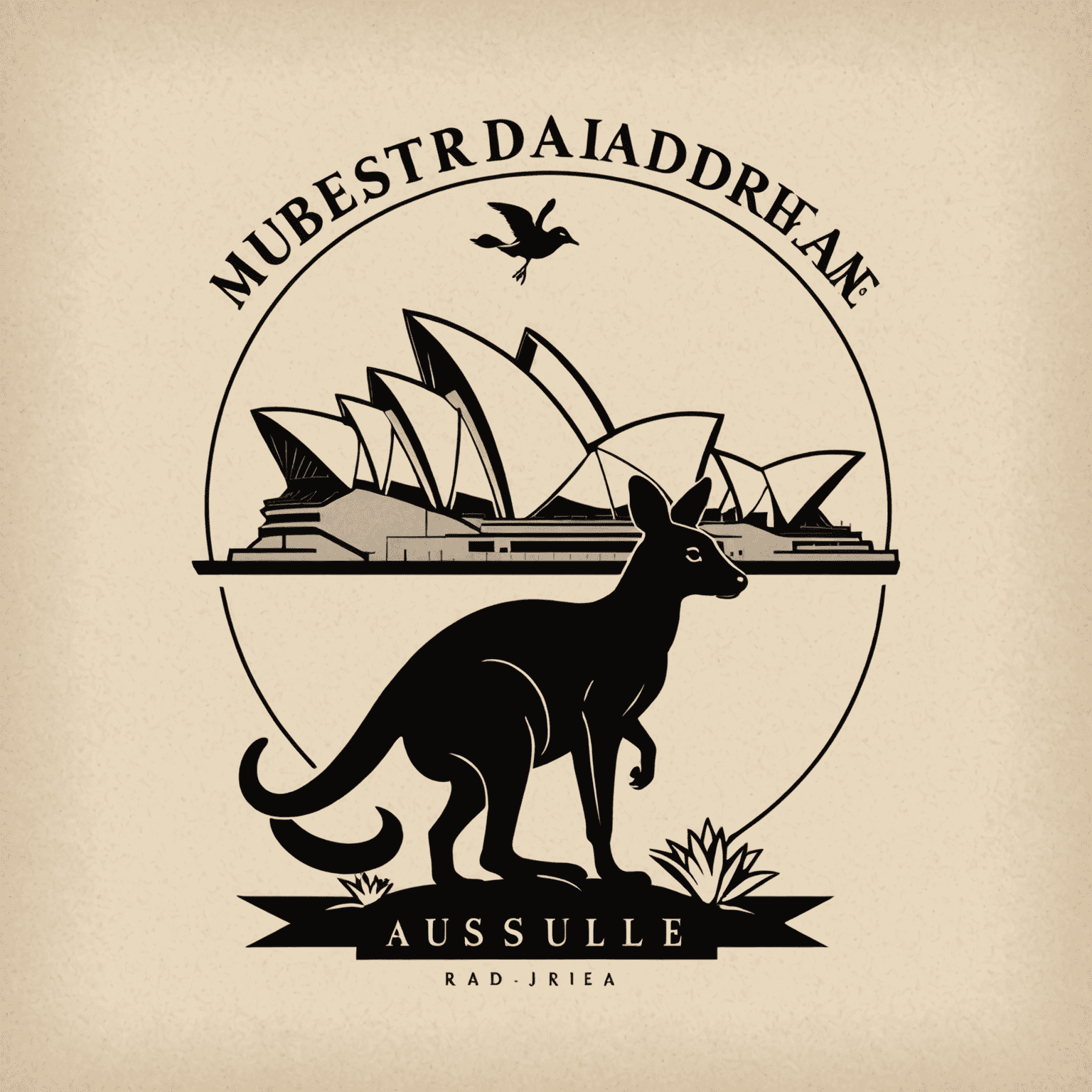 My Aussie Dream logo featuring iconic Australian elements like a kangaroo silhouette and the Sydney Opera House