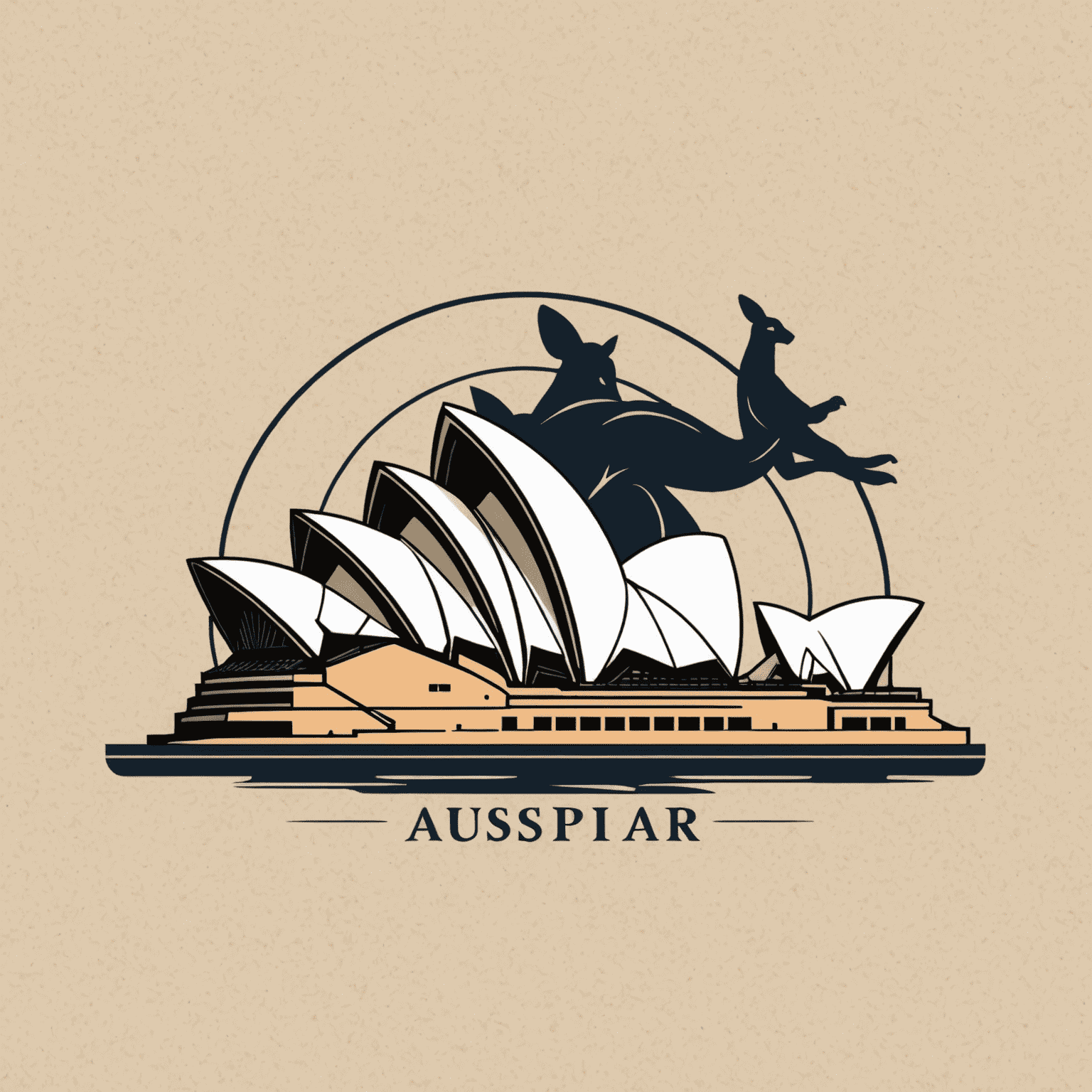 My Aussie Dream logo featuring iconic Australian elements like a kangaroo silhouette and the Sydney Opera House