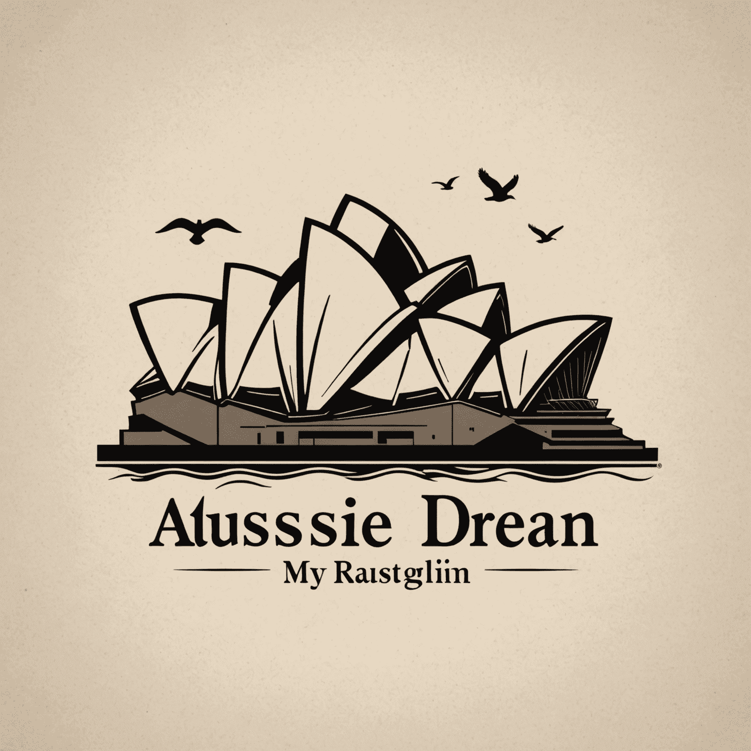 My Aussie Dream logo featuring iconic Australian elements like a kangaroo silhouette and the Sydney Opera House