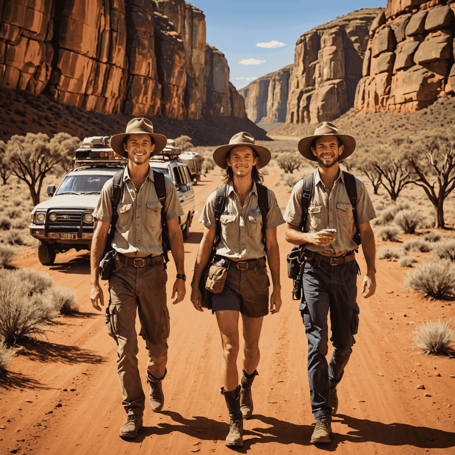 Young travelers enjoying the Australian outback, representing the adventure and work opportunities available through the Working Holiday Visa
